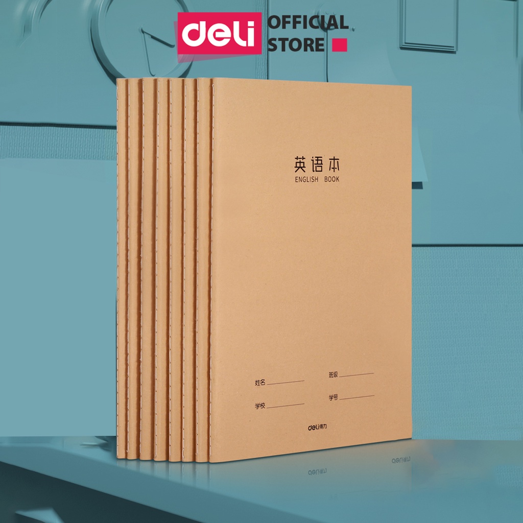 Sổ ghi chép Deli - Ruột trơn không dòng kẻ, 40 tờ - Bìa giấy màu Nâu, Cam, Khâu gáy - Phù hợp luyện chữ, tập caligaphy