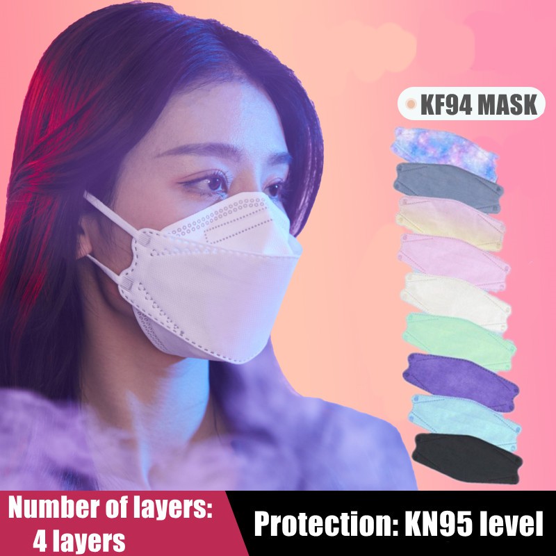kf94 Korea mask 10pcs disposable Masks Anti-fog, Dust-proof, Breathable and PM2.5 adult Masks black/white/rainbow color