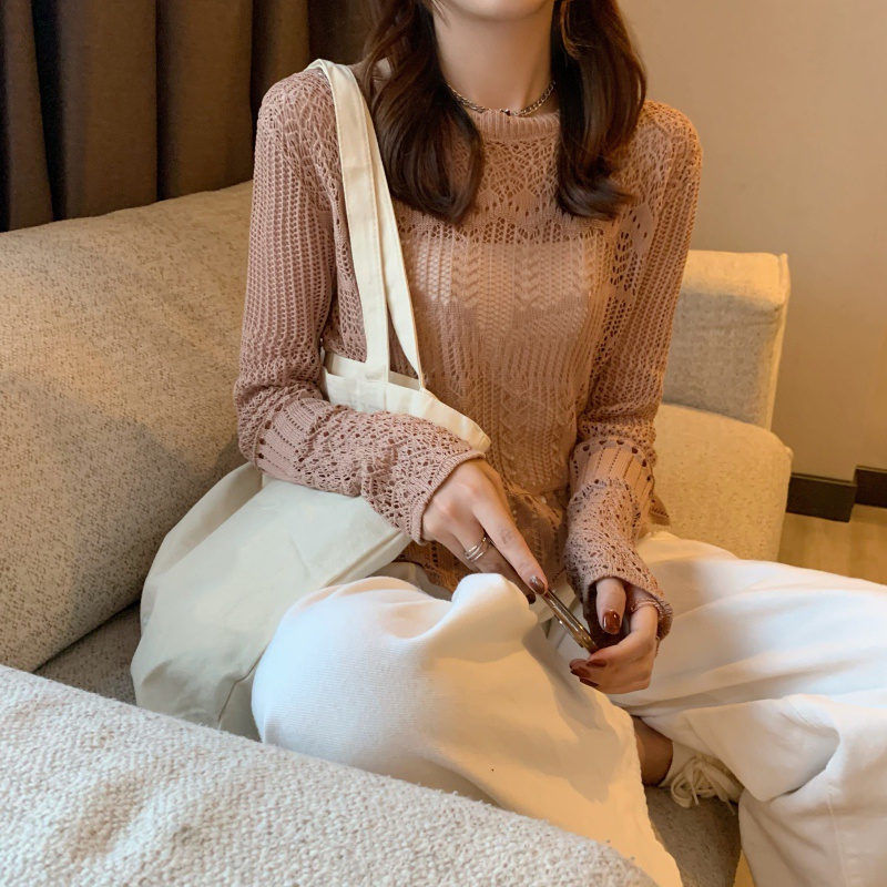 Áo len cổ thuyền tay dài dáng rộng thời trang mùa hè cho nữ