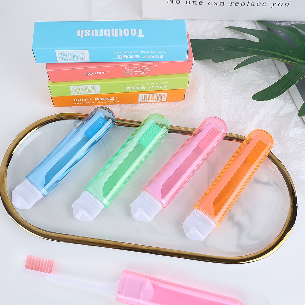 Bàn Chải Đánh Răng Mini Mềm Siêu Mềm Gấp Gọn Siêu Bền Nhiều Màu Sắc Kèm Hộp Đựng Tiện Lợi Du Lịch