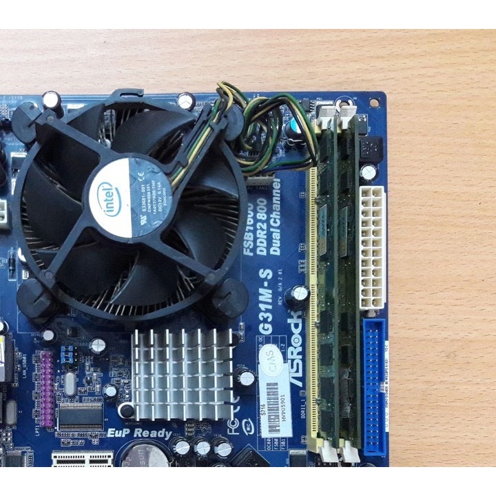 Combo main Asrock G31 + ram 2gb + CPU E5300 + Quạt +Fe