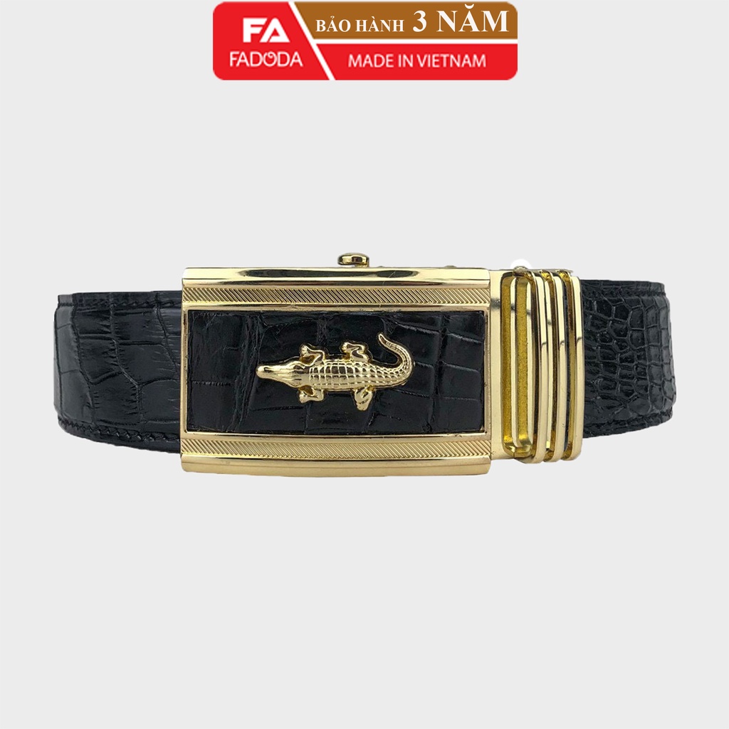 Thắt lưng da cá sấu Fadoda FCB03BD dây liền nguyên con làm bản rộng 4.0 Cm