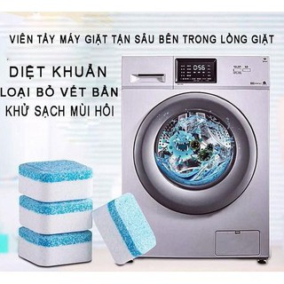 [Hộp 12 Viên] Viên Tẩy Vệ Sinh Lồng Máy GiặtI Diệt khuẩn và Tẩy chất cặn Lồng máy giặt hiệu quả.Tẩy Lồng Máy Giặt Ngang