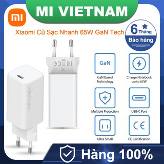 Củ sạc nhanh xiaomi ad65geu pd 65w gan tech 1 cổng type-c ủng hộ laptop