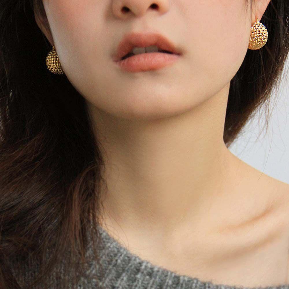 Khuyên Tai Hình Giỏ Tròn Đơn Giản Ngọt Ngào Phong Cách Pháp Cho Nữ