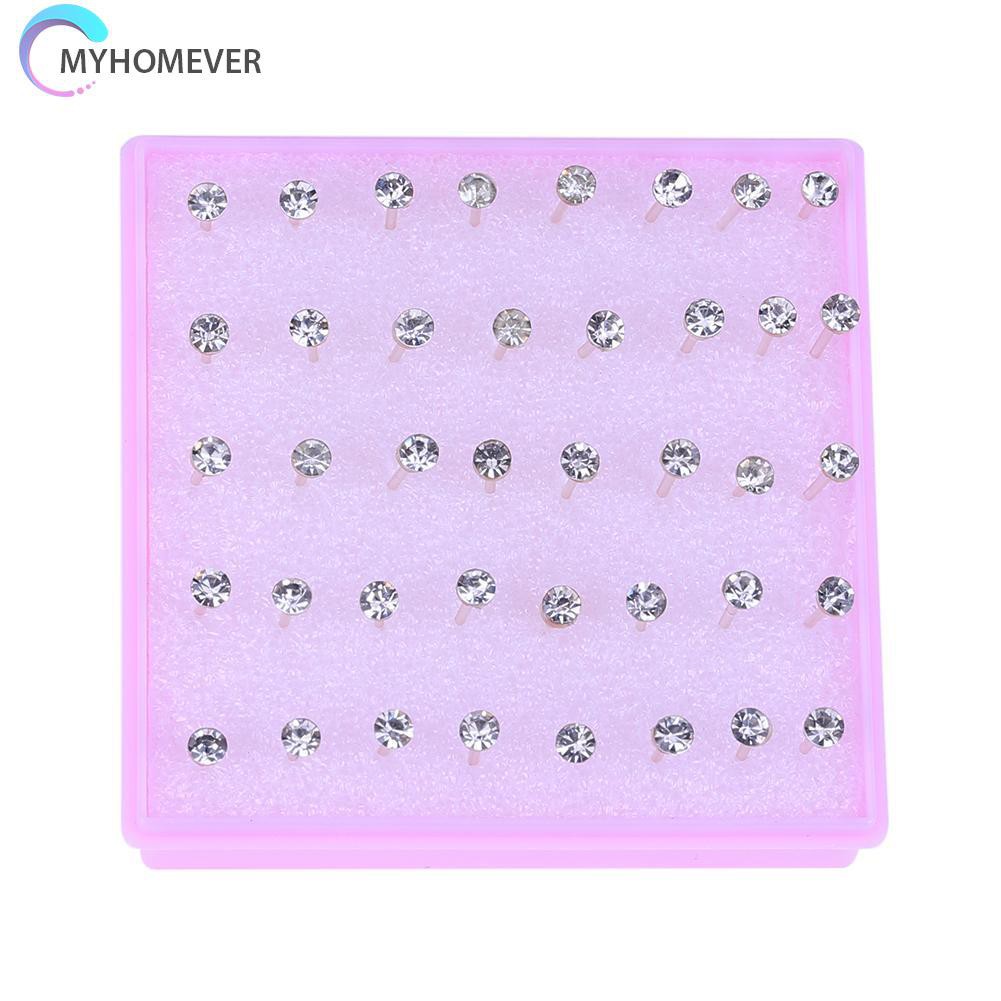 Bộ 20 đôi khuyên tai đầu tròn đính đá nhân tạo dễ thương