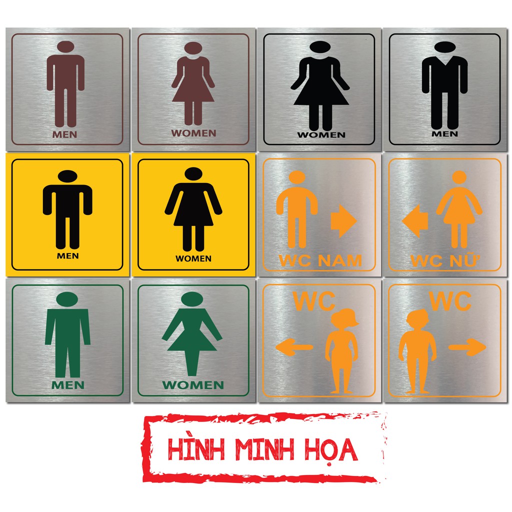 Bảng chỉ dẫn WC, hướng dẫn nhà vệ sinh, toilet nam nữ cho nhà hàng, khách sạn BH-60T