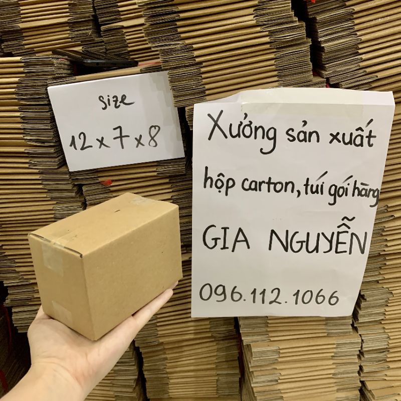 Combo 50 hộp carton Gia Nguyễn 12x7x8 dày dặn giá rẻ