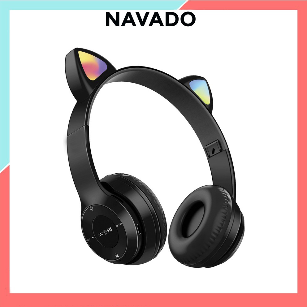 Tai Nghe Bluetooth P47-M Chụp tai có Mic Headphone không dây Dễ Thương tai mèo nghe nhạc, chơi game ST71 NAVADO