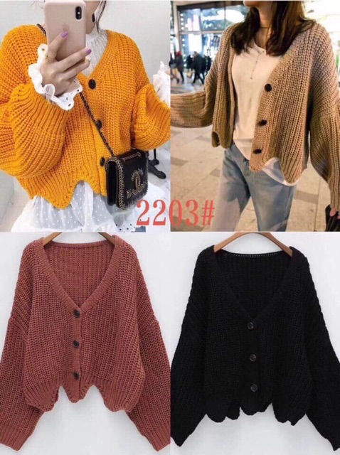 Áo khoác len vạt lượn sóng