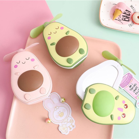 Quạt mini cầm tay 3 in 1 hình quả bơ siêu dễ thương đèn led - gương - quạt Pks TN ( Giao hình ngẫu nhiên) | BigBuy360 - bigbuy360.vn