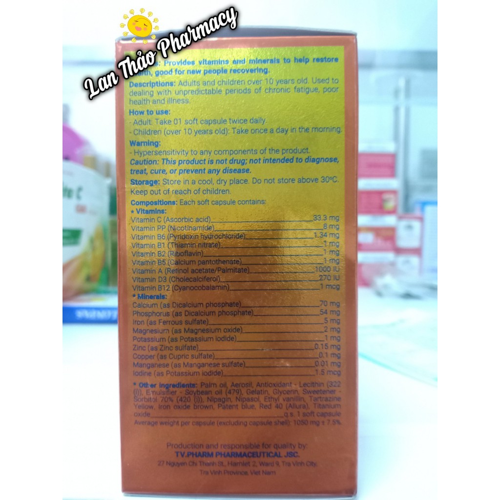 PHARITON TVP - Bổ sung Vitamin, Khoáng chất thiết yếu cho cơ thể