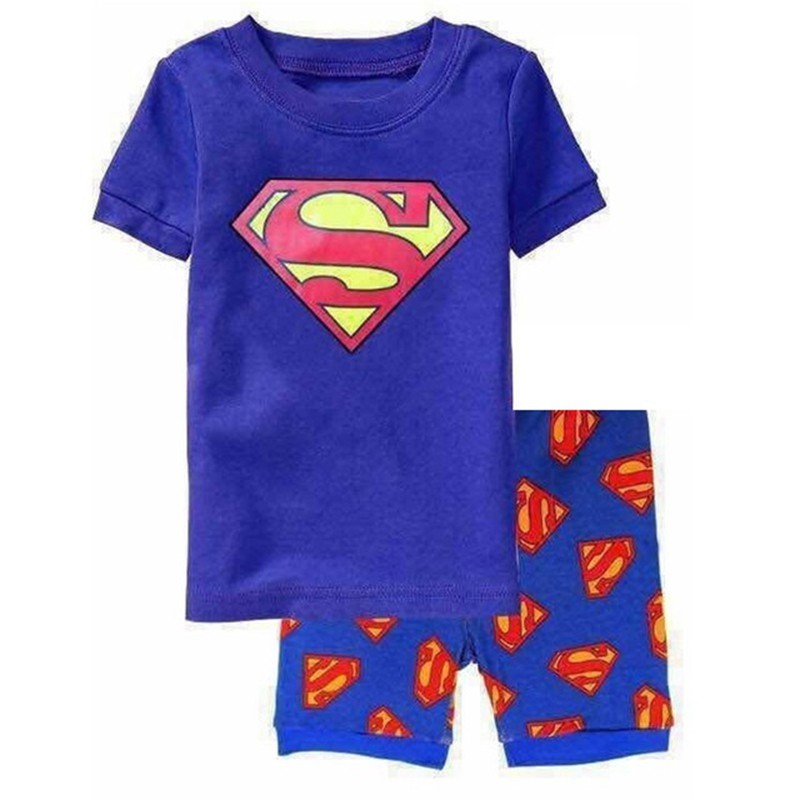 Bộ Đồ Ngủ 2 Mảnh Áo Thun Tay Ngắn + Quần Dài Superman Cho Bé Trai 2-7 Tuổi