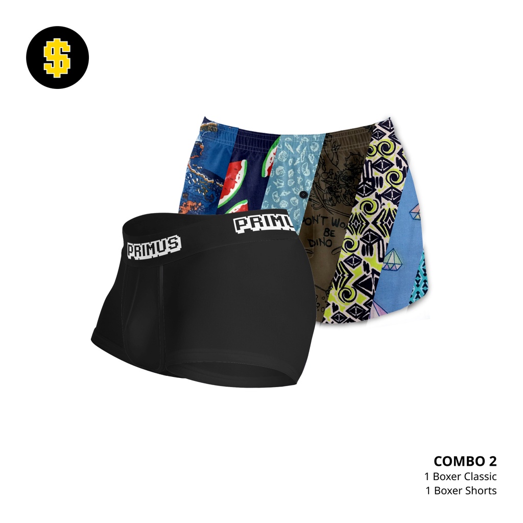 Quần lót nam boxer hộp 2 (Sip đùi) và boxer shorts (quần đùi) Primus classic