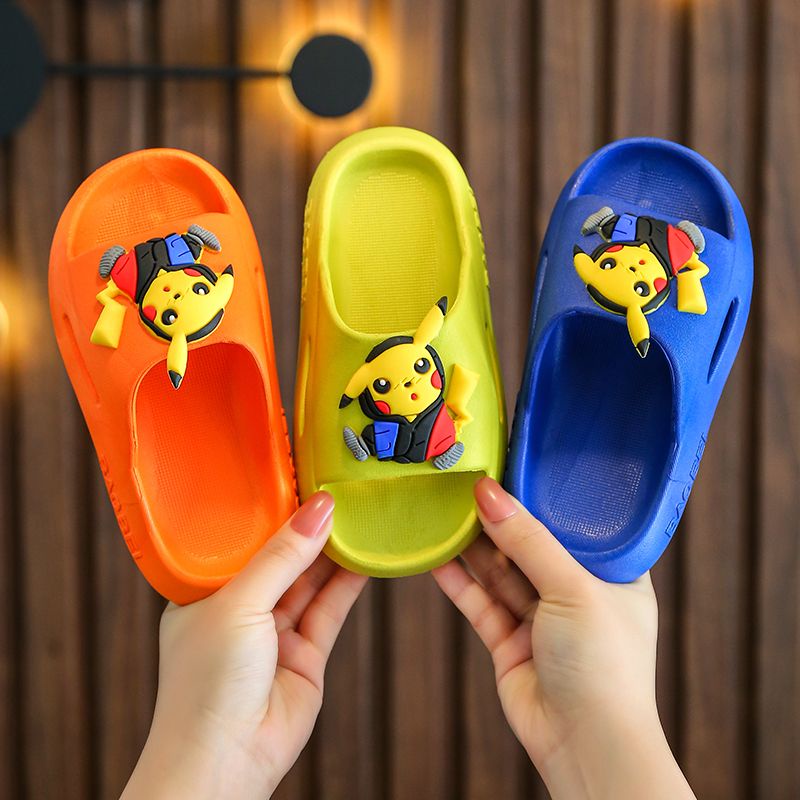 Pokemon slippers kids slippers Indoor non-slip summer boys and girls Quick drying at home cartoon Pikachu slippers Baby parent-child sandals and slippers Baby fashion children's shoes
