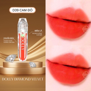 Son lì son kem dolly diamond velvet không chì chính hãng ^màu cam đỏ^