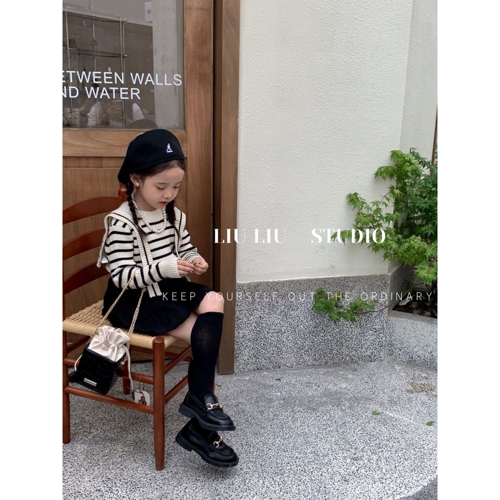 Áo Khoác Sweater Dệt Kim Kẻ Sọc Thời Trang Mùa Thu 2022 Mới Cho Bé Gái