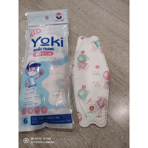 [1 cái chỉ có 1.7k]Khẩu trang 4D YOKI kháng khuẩn trẻ em - Hình Mèo - 1 bịch/6 cái