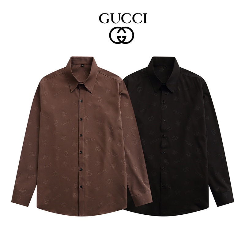 Áo Sơ Mi Tay Dài In LOGO GUCCI Thiết Kế Đơn Giản Dễ Phối Đồ Thời Trang Xuân Hè Cho Nam
