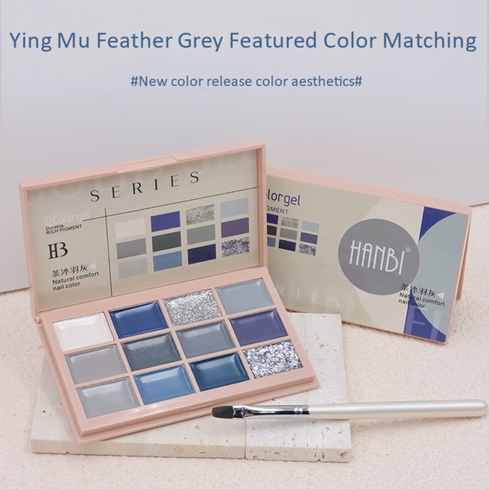 ♕Hanbi Keo Dán Móng Tay 12 Màu Kem Quang Trị Liệu Ánh Sáng Nhật Bản Bảng Màu Sơn Móng Tay Gel Móng Nghệ Thuật Upbest