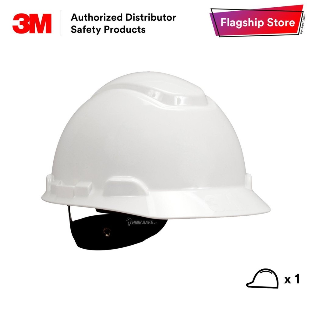 Mũ bảo hộ 3M H701R Nón bảo hộ nhựa HDPE siêu cứng, khóa vặn, dây nón co giãn, lồng nón 4 chấu - Bảo hộ Thinksafe