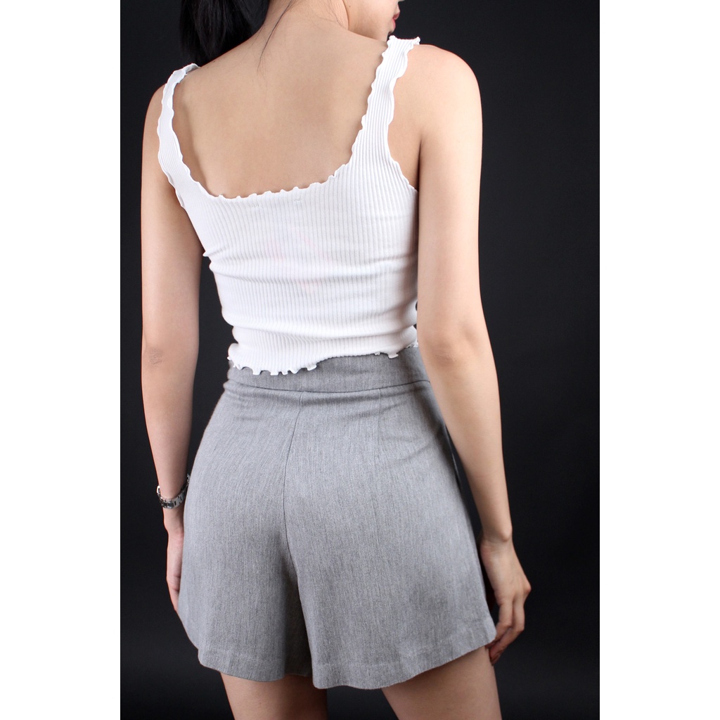 Q7584 - Áo thun gân croptop F21 2 dây, xoắn lai, thêu hình mặt trăng