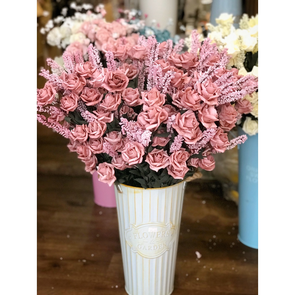 HOA HỒNG GIẢ CÀNH LỚN - TRANG TRÍ NHÀ