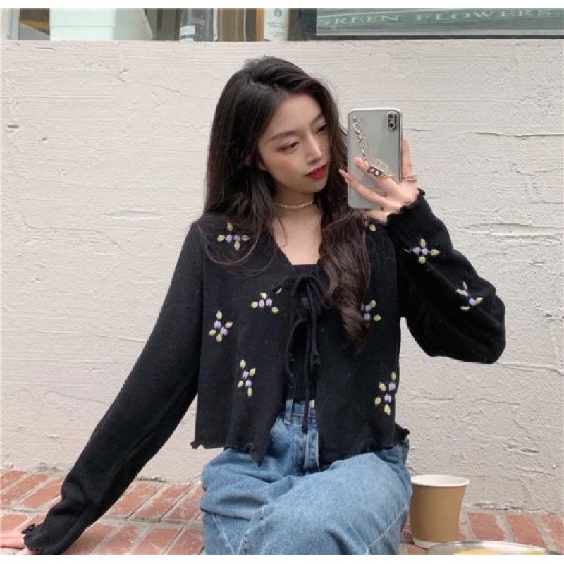 [ORDER TAOBAO] SET ÁO CARDIGAN THÊU HOA | BigBuy360 - bigbuy360.vn