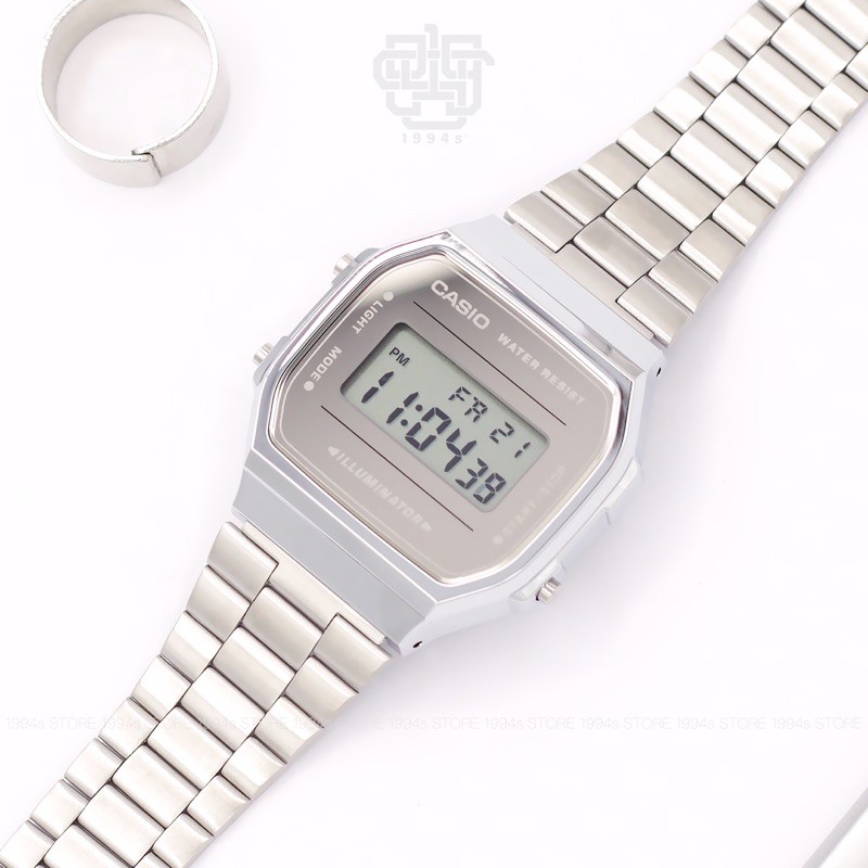 Đồng hồ nam/nữ dây thép CASIO A168WEM-7 CHÍNH HÃNG 36,3mm