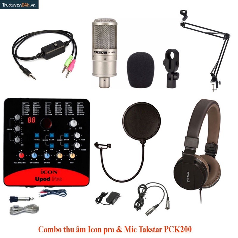 Combo Sound Card Icon Upod Pro Mic PC K200 ⚡FREESHIP⚡ Chất Lượng Âm Thanh Cực Hay , Dễ Dàng Lắp Đặt