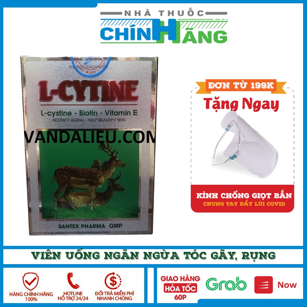 L Cytine chứa L Cystine - Viên Uống Ngừa Gãy Rụng Kích Thích Mọc Tóc - Hộp 60 Viên