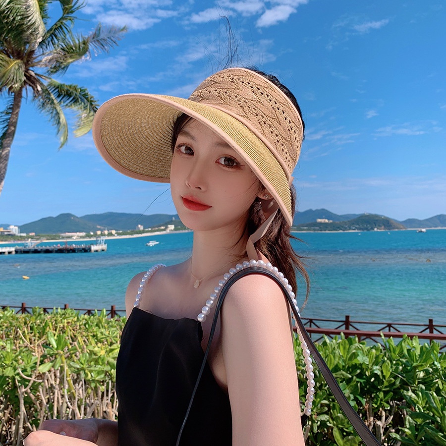 Mũ cói hở nóc,hở đầu vành rộng đội đi biển đủ màu chuyên buôn