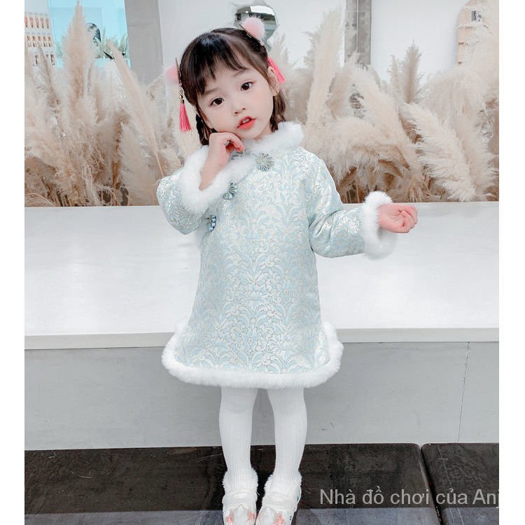 Girl Autumn And Winter Baby Thick Cotton Children Hanfu Cheongsam Dress