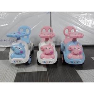 Xe lắc cho bé chòi chân Heo Peppapig cho bé có nhạc + còi + thùng đồ + tựa lưng (Xe chòi chân cho bé)