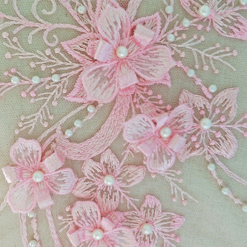 1 Miếng Vải Ren Thêu Hoa 32 * 16cm