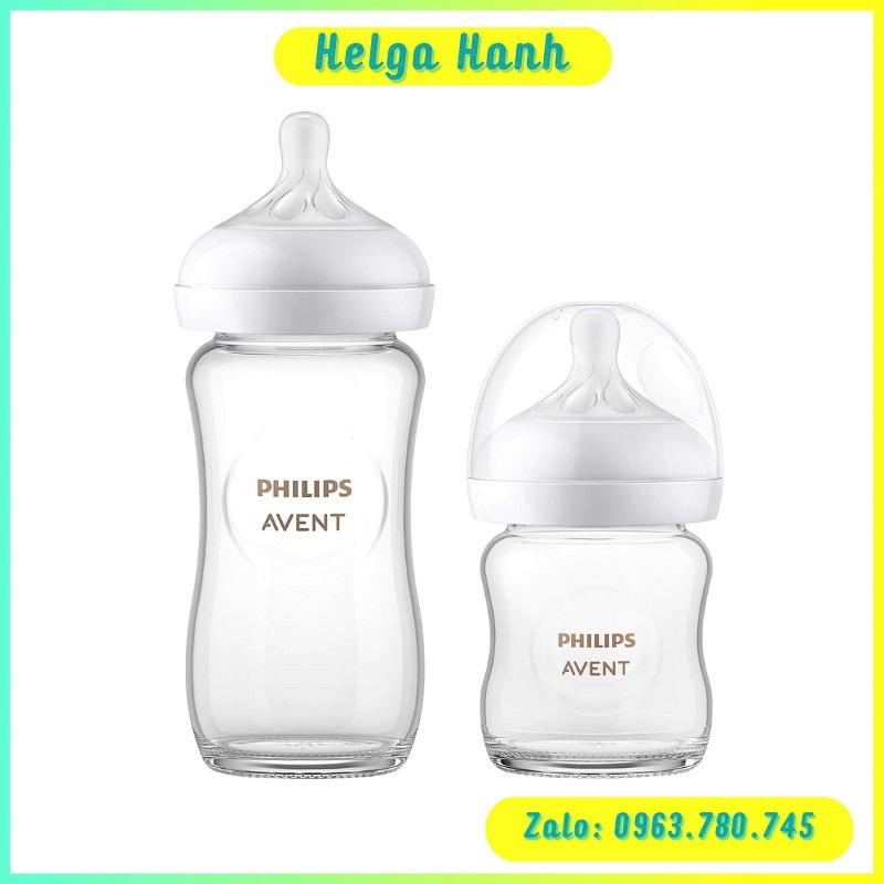 Bình sữa thủy tinh Avent Natural 120ml/240ml hộp riêng/ tách set