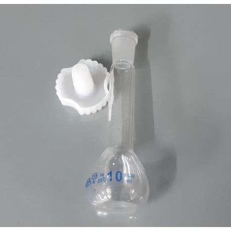 Bình định mức thủy tinh trắng, nút nhựa 10ml