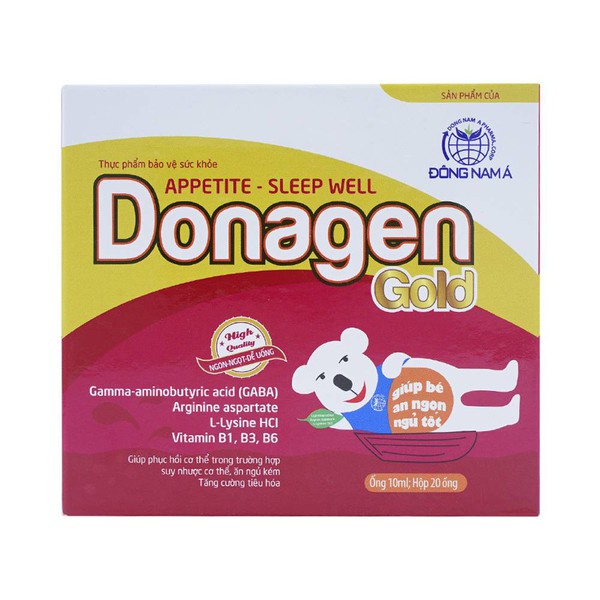 Siro Donagen Gold - Hỗ trợ bé ăn ngon, ngủ tốt (Hộp 20 ống, ống 10ml)