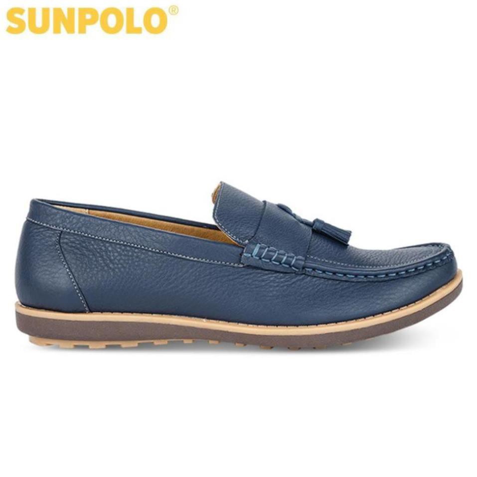 [Sale 3/3]Giày Lười Nam Da Bò SUNPOLO Đen Nâu Xanh Navy - SUKT2581DNX -pi9