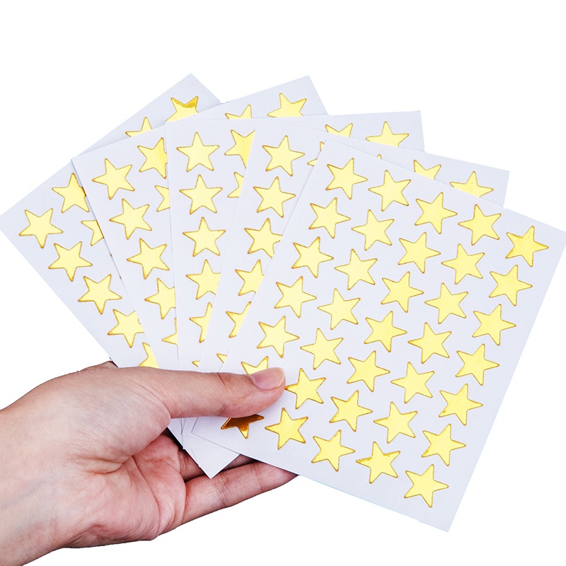 Set 10 Sticker Hình Ngôi Sao Năm Cánh Màu Vàng Dành Cho Giáo Viên Mẫu Giáo