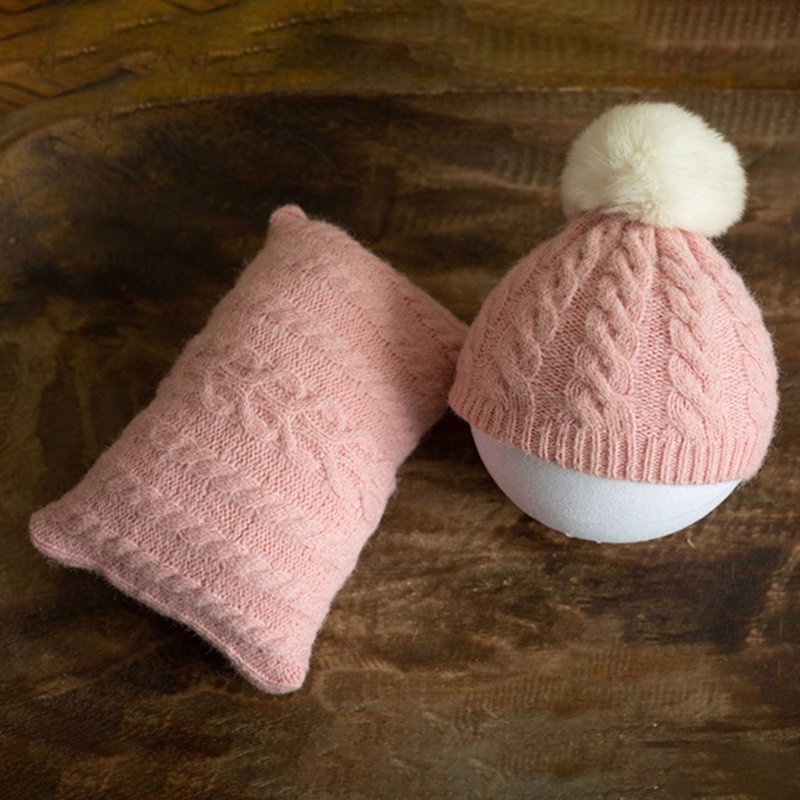 Bộ Gối Và Mũ Đan Len Dùng Làm Đạo Cụ Chụp Ảnh Cho Bé Sơ Sinh