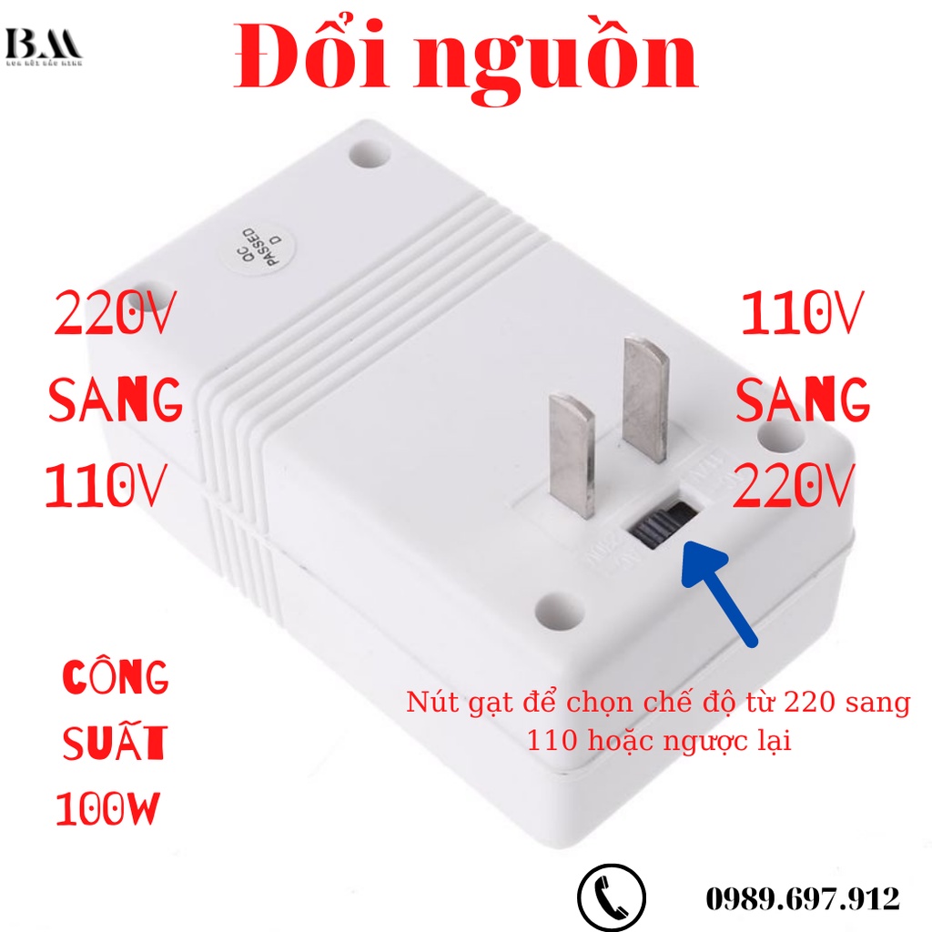 Bộ Chuyển Nguồn Điện 2 Chiều Từ 220v Sang 110v Hoặc 110v Sang 220v Công Suất 100w