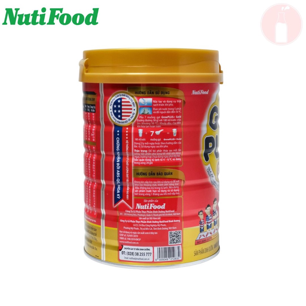 Sữa bột Nutifood Grow Plus đỏ lon 900g (cho trẻ từ 1 tuổi trở lên suy dinh dưỡng thấp còi)