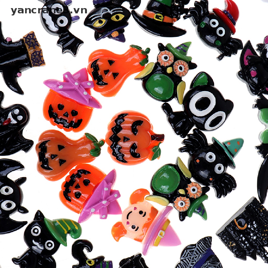 Bộ 10 Quả Bí Ngô Ma Quỷ Bí Ngô Halloween Bằng Nhựa resin DIY yancrane3.vn