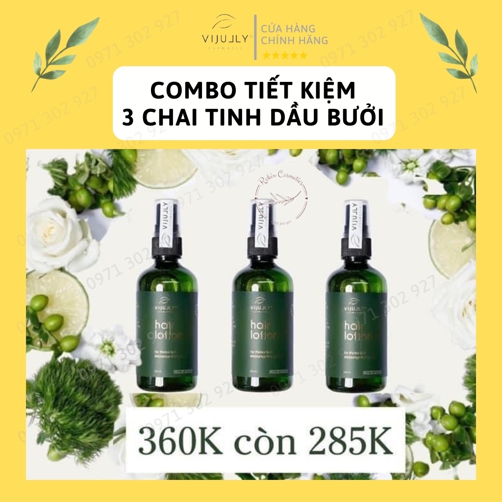 [PHỤC HỒI - HỖ TRỢ HÓI] COMBO TIẾT KIỆM 3 Chai Tinh Dầu Bưởi Vi Jully Ngăn Ngừa Rụng Tóc Kích Thích Mọc Tóc