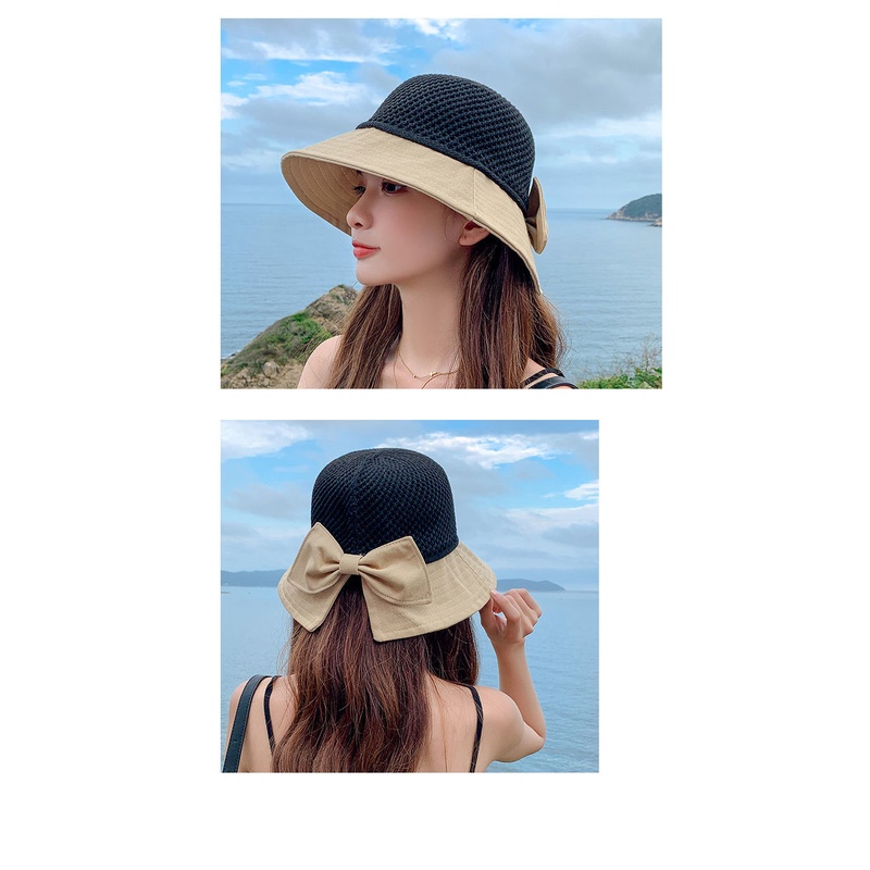 Mũ Cói Vành Tròn Chống Nắng Thoáng Khí Thắt Nơ Phong Cách Hàn Quốc Cho Nữ