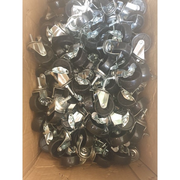 Bánh xe nhựa đường kính 50mm, loại có khóa an toàn,ty ren M8x25