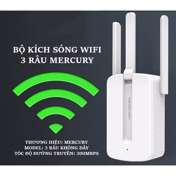 ❤️Freeship❤️ Bộ Kích Sóng Wifi Mercury Repeater MW310RE 3 Anten - Version 2018