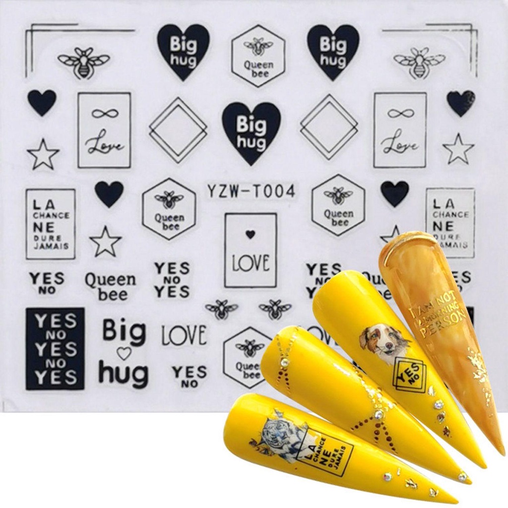 XIANTIN 1 Tờ Miếng Dán Móng Tay Hình Chữ Tiếng Nga