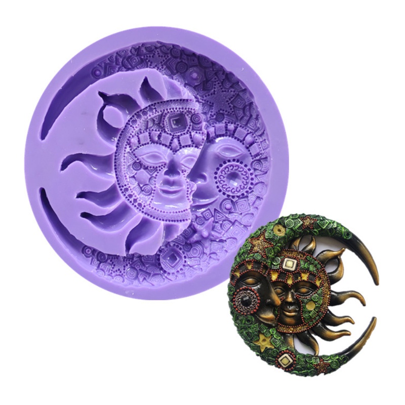 Khuôn Silicone Làm Bảng Phục Vụ Bằng Epoxy Hình Mặt Trời Mặt Trăng Trang Trí Nhà Cửa